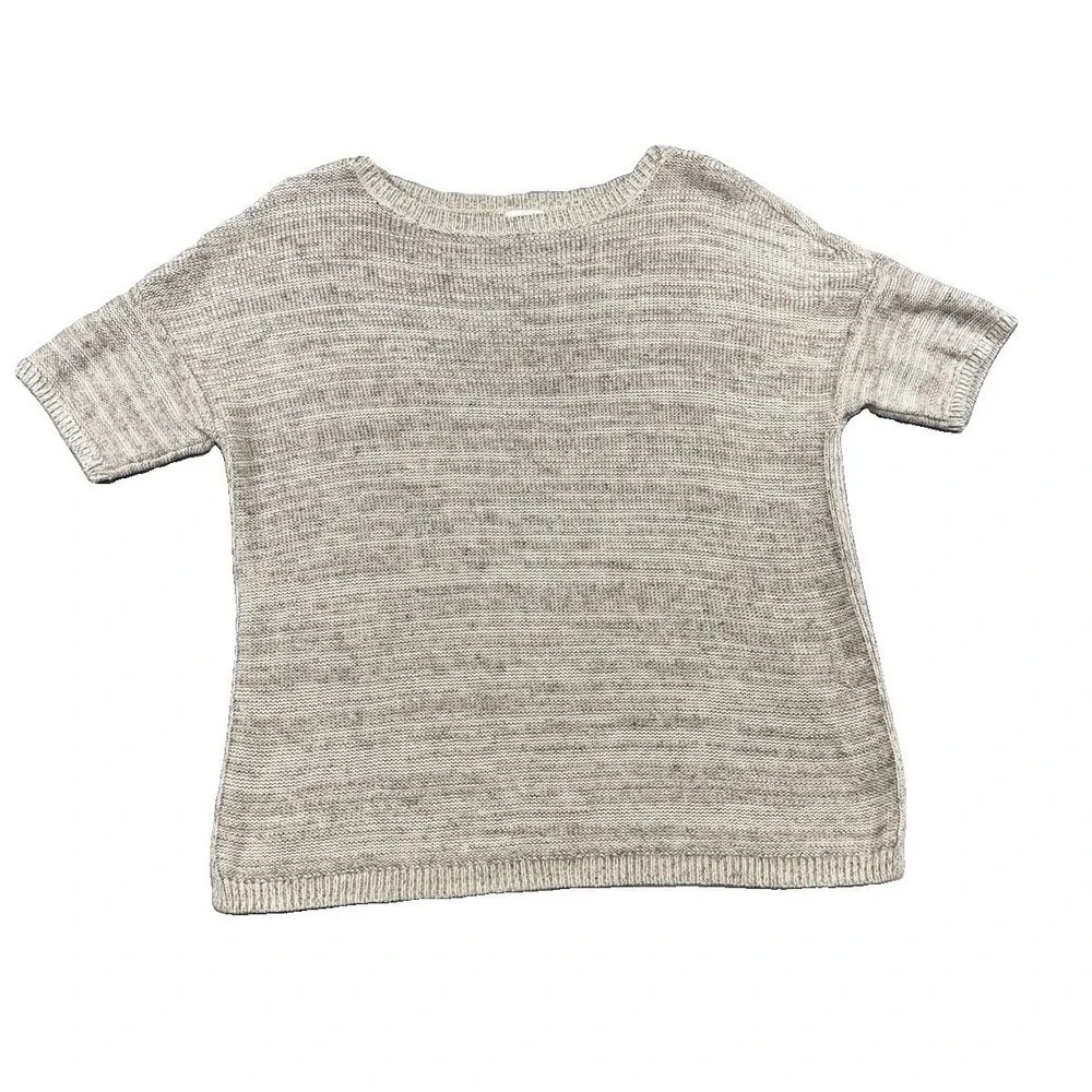 Purejill J.Jill Womens Beige Sweater Linen Blend Sz PL Preppy Mature Beachy Boho